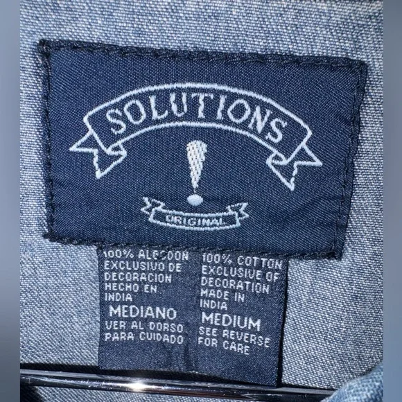 Vintage Solutions Denim Shirt Embroidered Harvest Scarecrow Pumpkin Size M - Picture 6 of 9